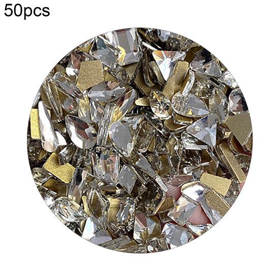 50Pcs/Bag Nail Art Rhinestone 3D Geometric Shaped Nails Decorations Glitter Manicure Accessories