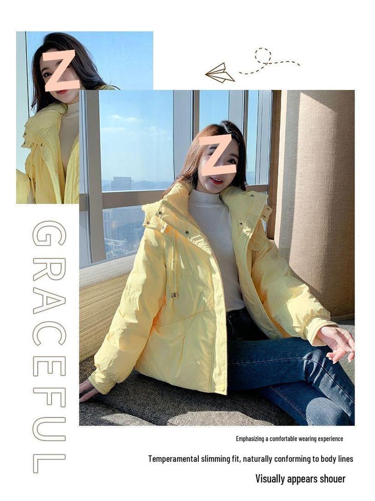 Women's Short Washable White Duck Down Jacket - Korean Style, Petite, Warm, Thick, Trendy Winter Coat