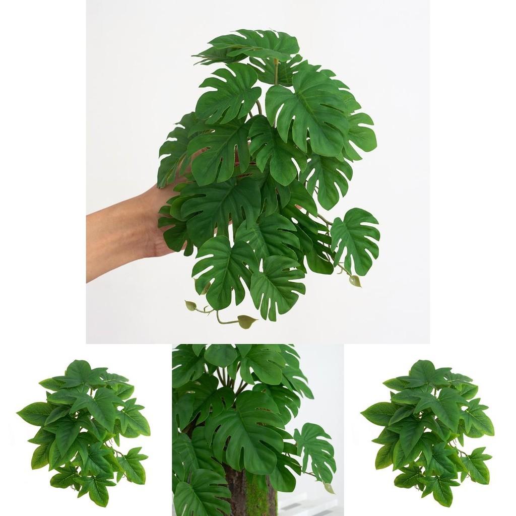 Monstera Deliciosa Fake Plant With Realistic Leaves And Wooden Support For Interior Decor And Studio Setup