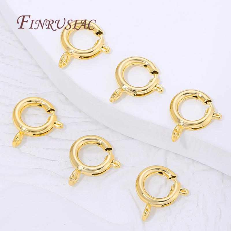 9mm 18K Gold Plated Circle Spring Clasps End Connectors For Jewelry Making Supplies DIY Necklace Clasps Accessories