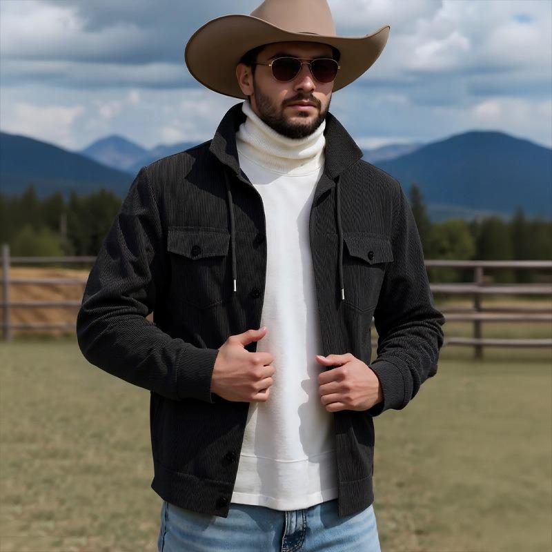 

Новая вельветовая куртка с лацканами в американском ретро-стиле, многокарманная рабочая куртка на одной пуговице с пряжкой S чёрный