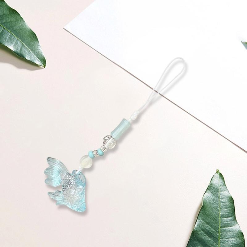 Lovely Fish Pendant Handmade Beaded Phone Charm Portable Girls' Fashion Accessory for Mobiles Trendy Women Ladies