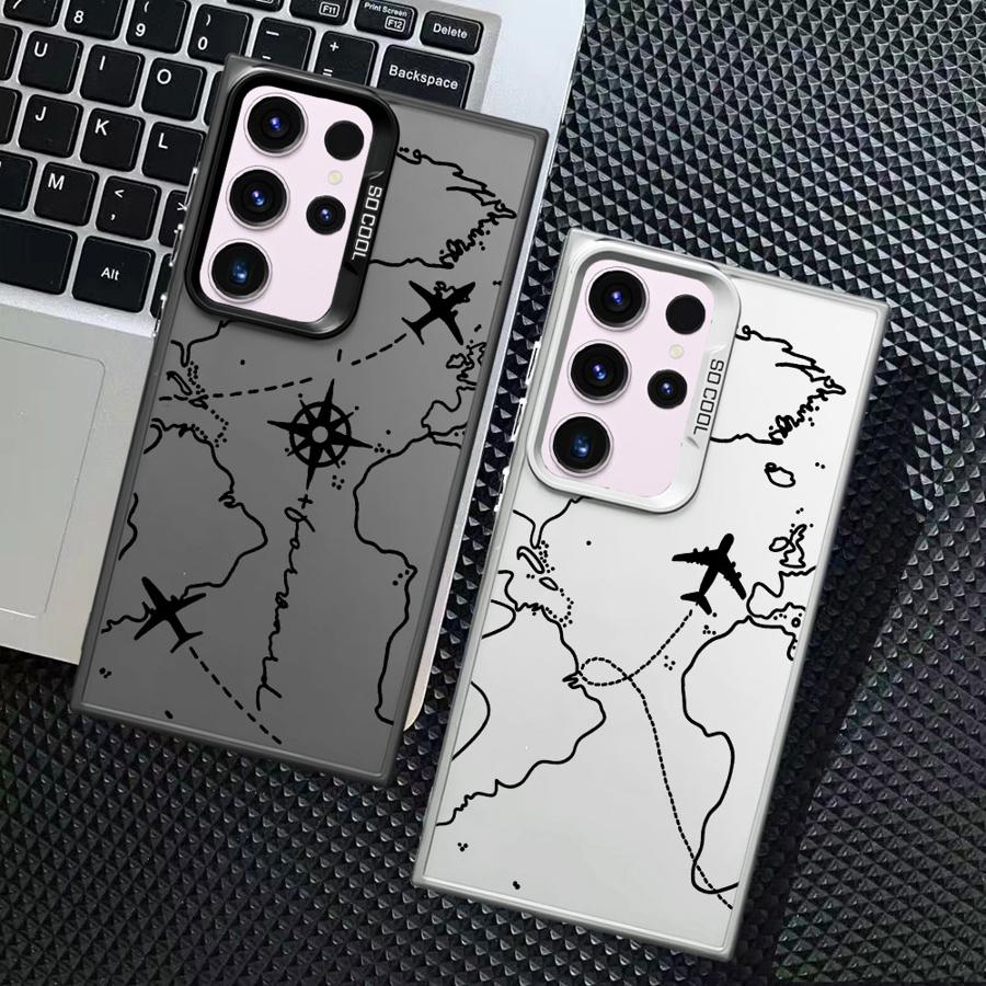 Phone Cover Case for Samsung Galaxy S25 S22 Ultra S21 Note 20 Ultra S24 FE S25Edge S23 S20 FE Airplane Route