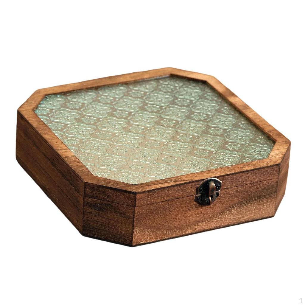 Elegant And Sturdy Wooden Jewelry Storage Box with Lid, Ideal for Earrings, Medals, Bracelets,