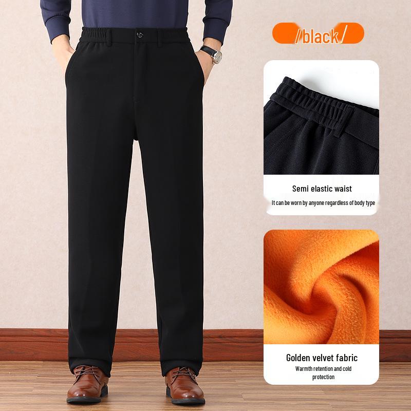 Men's Winter Warm Fleece Pants for Middle-aged and Elderly