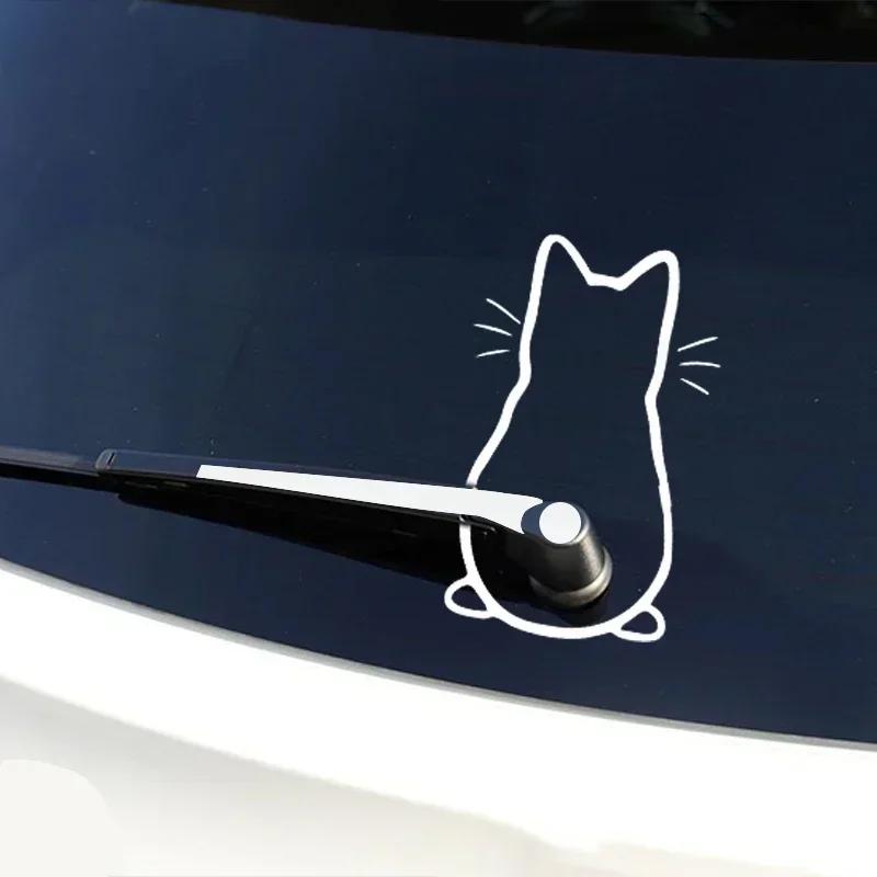 Car Sticker Art Design Shadow Cat Tail Car Stickers Cartoon Cute Kawaii Car Styling Decals Rear Window Sticker