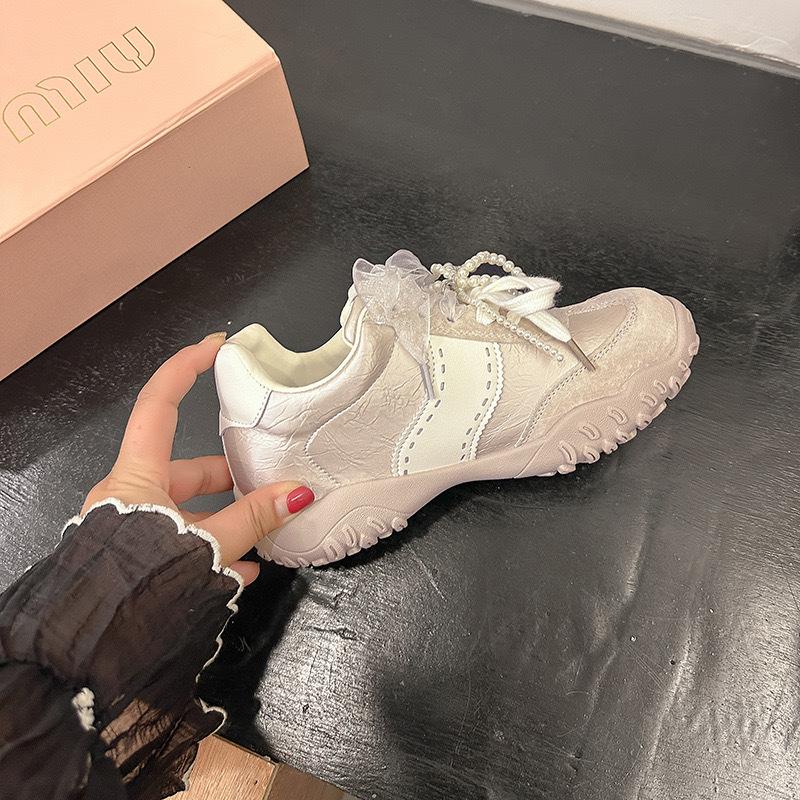 Cowhide~ Grape mother new color, 8cm inner height increase crescent thick-soled mandarin duck shoelaces sports and leisure shoes women's training s