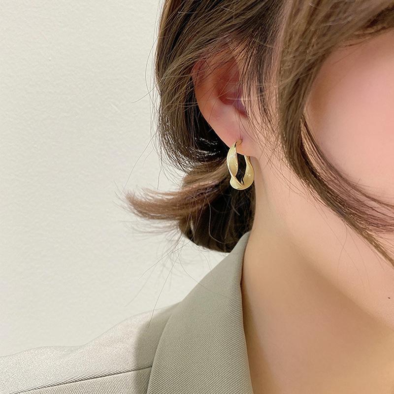

Korean Retro Temperament Earrings Trendy Personality Distorted Metal Ring Stud Earrings Simple Cold Wind