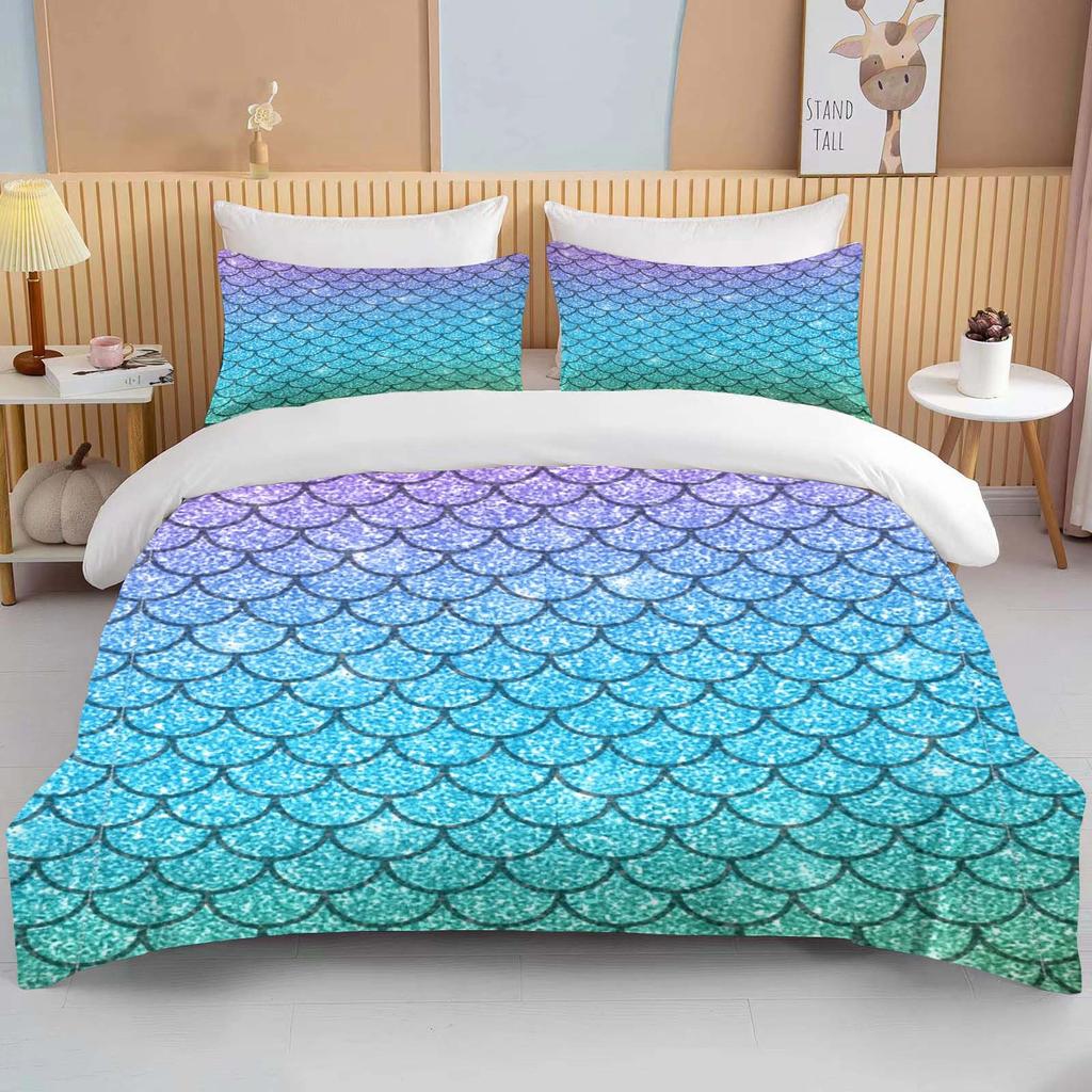 Fantasy Fish Scale Art Print Bedding Set Duvet Cover 1 Duvet Cover 2 Pillowcases Adult And Children Bedding Set Luxury Gril Gift