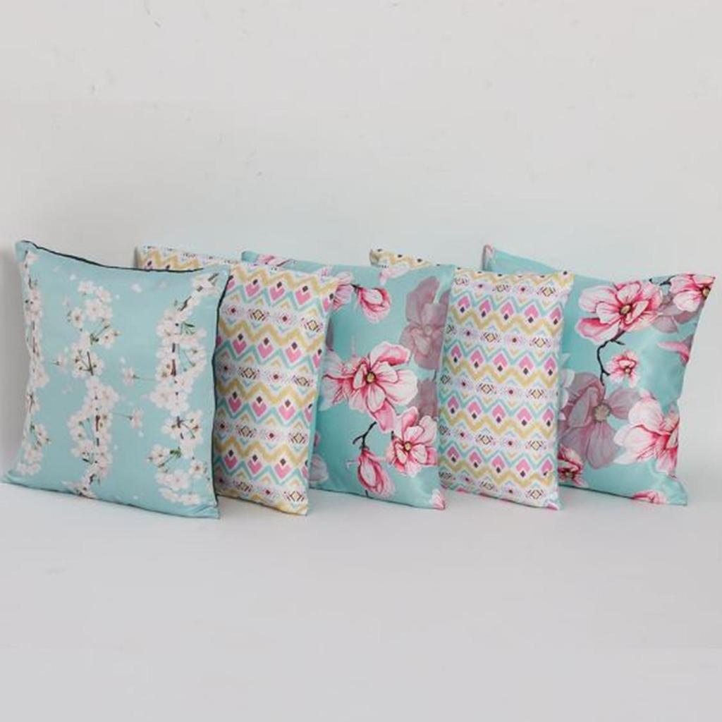 KOKO MAISON INC Rumba Rose & Farn Polystain Kissenbezug (Packung mit 5) | Klappenverschluss | Digitaldruck