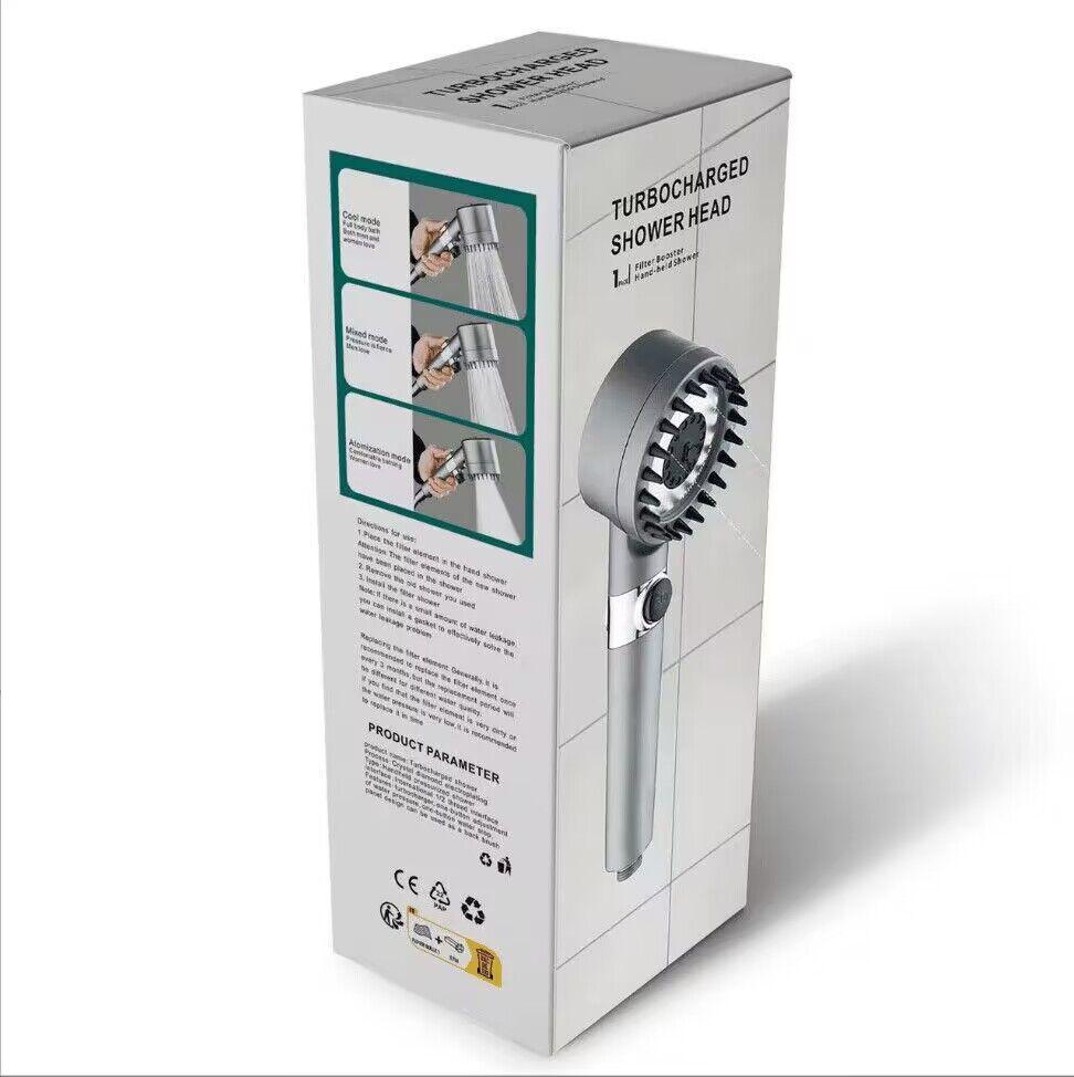 Powerful Pressure-Boosting Shower Head with Filter Set