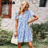 GMXIA Women's Fashion Summer Spring Short Sleeve V-Neck Casual Dresses