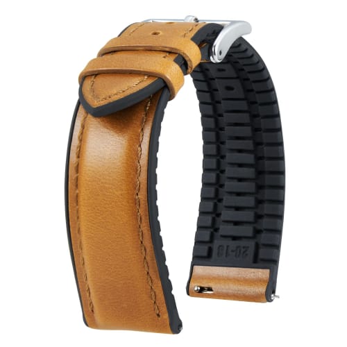 

BINLUN Leather Watch Strap, Quick Release, Oil Wax Leather with Silicone Interior, Breathable, Replacement Strap, Unisex, 22mm (Light Brown/Silver Buc