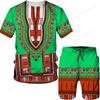 Elegant stil afrikanske totem-trykte t-skjortesett for menn i plussstørrelse menn Etnisk primitiv tribal-trykt treningsdrakt tradisjonelle klær