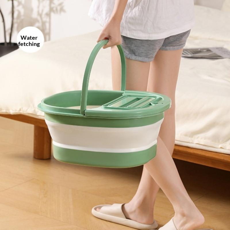 Faltbare Fußbadewanne – Tragbar, mit Deckel, ergonomisches Design, verdickt, geeignet für Reisen und den Heimgebrauch