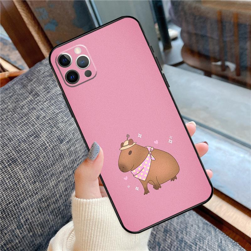 Cute Capybara Phone Case For iPhone 16 15 14 13 12 11 Pro Max 12 13 Mini XR 15 16 Plus 16e Cover Shell