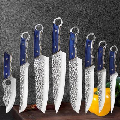 Forged Boning Knife Stainless Steel Barbecue Knife Sharp Vegetable Kitchen Slicing Knife Colored Wooden Handle Meat Cleaver