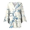 Moda Donna Blusa Cardigan Top Manica a Sette Parti Stampata Casual Ampia