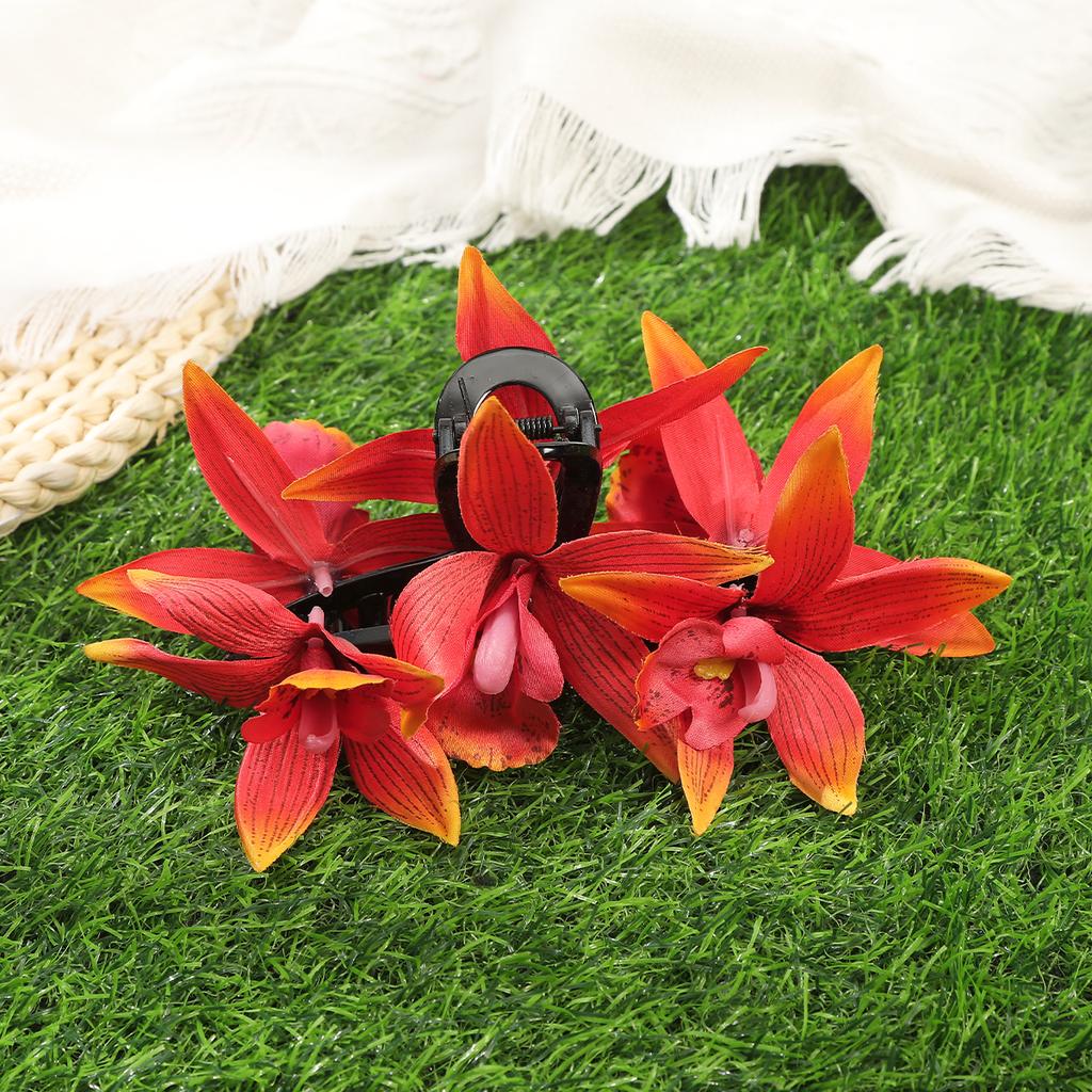 AWAYTR Künstliche Cymbidium Blume Haarspangen Mode Stoff Haarspangen Krabbe Für Mädchen Geschenk Haarschmuck Valentinstag Kopfschmuck