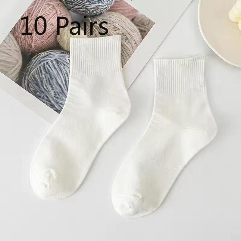 10 Paar Herren Frühling und Herbst Freizeit Einfarbig Sportsocken