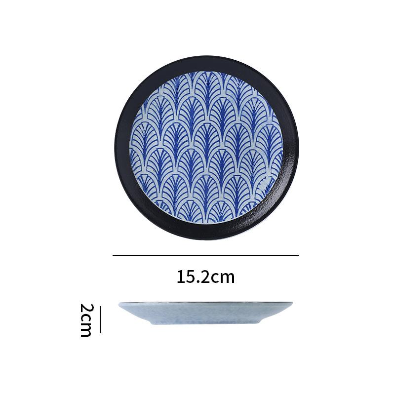 Japanese Classic Blue Pattern Tableware Hotel Style Western Food Plate Deep Plate Household High Value Shallow Plate Ceramic Disc