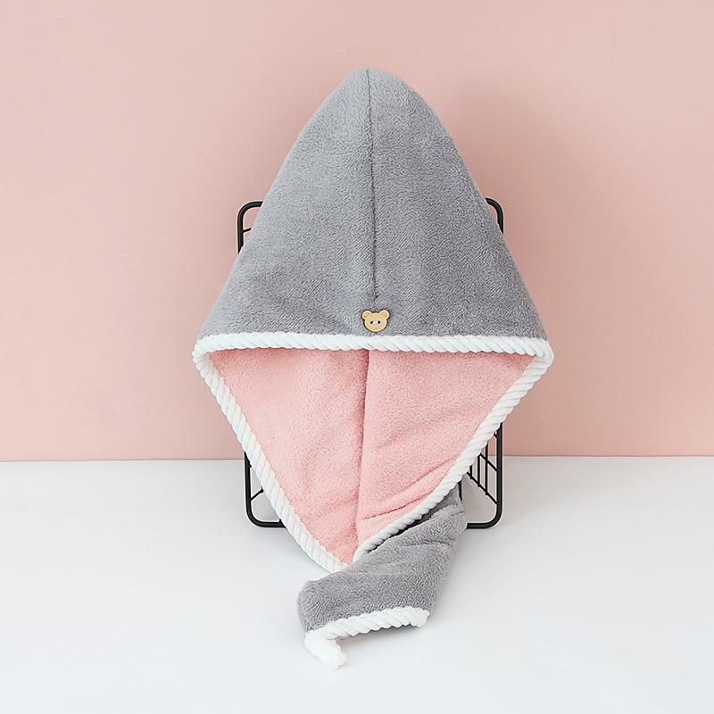 Super Soft Double-Layer Coral Fleece Hair Drying Cap & Headband