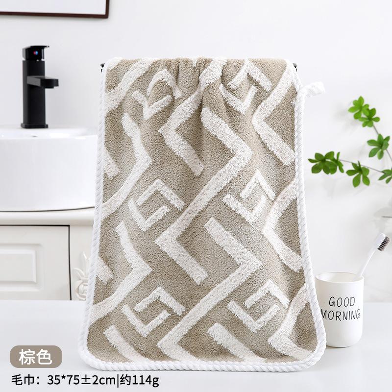 Towel New Jacquard Coral Fleece Striped Texture Soft Absorbent Household Face Towel Hand Towel
