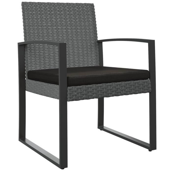 VidaXL Chaises à manger de jardin lot de 2 gris foncé rotin PP 360205