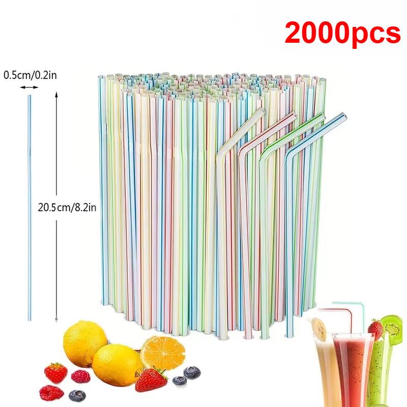 Disposable Plastic Curved Drinking Straws Reusable Child Straw for Drinks Colorful Drinking Tube Multi-time Straw Party Supplies