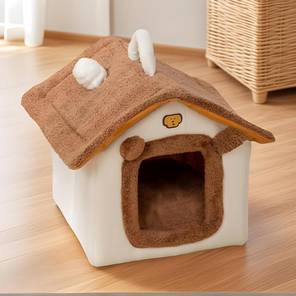 Winter Plüsch Katzenbett mit abnehmbarem Kissen Halbgeschlossener Katzen-Schlafsack Selbstwärmendes Kätzchen-Nest für Schlafzimmer Garage