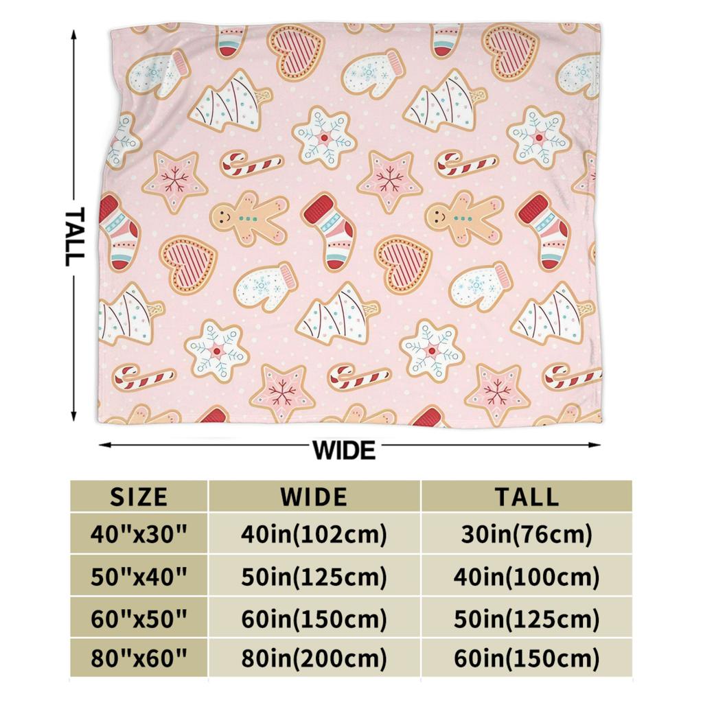 Christmas Gingerbread Pattern Pastel Pink Red Blankets Coral Fleece Plush Autumn Soft Throw Blankets for Sofa Outdoor Rug Piece