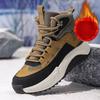 Herren Schneestiefel aus echtem Leder Wasserdicht Winter Warm Hoher Schaft Schnürschuhe für Outdoor-Spaziergänge