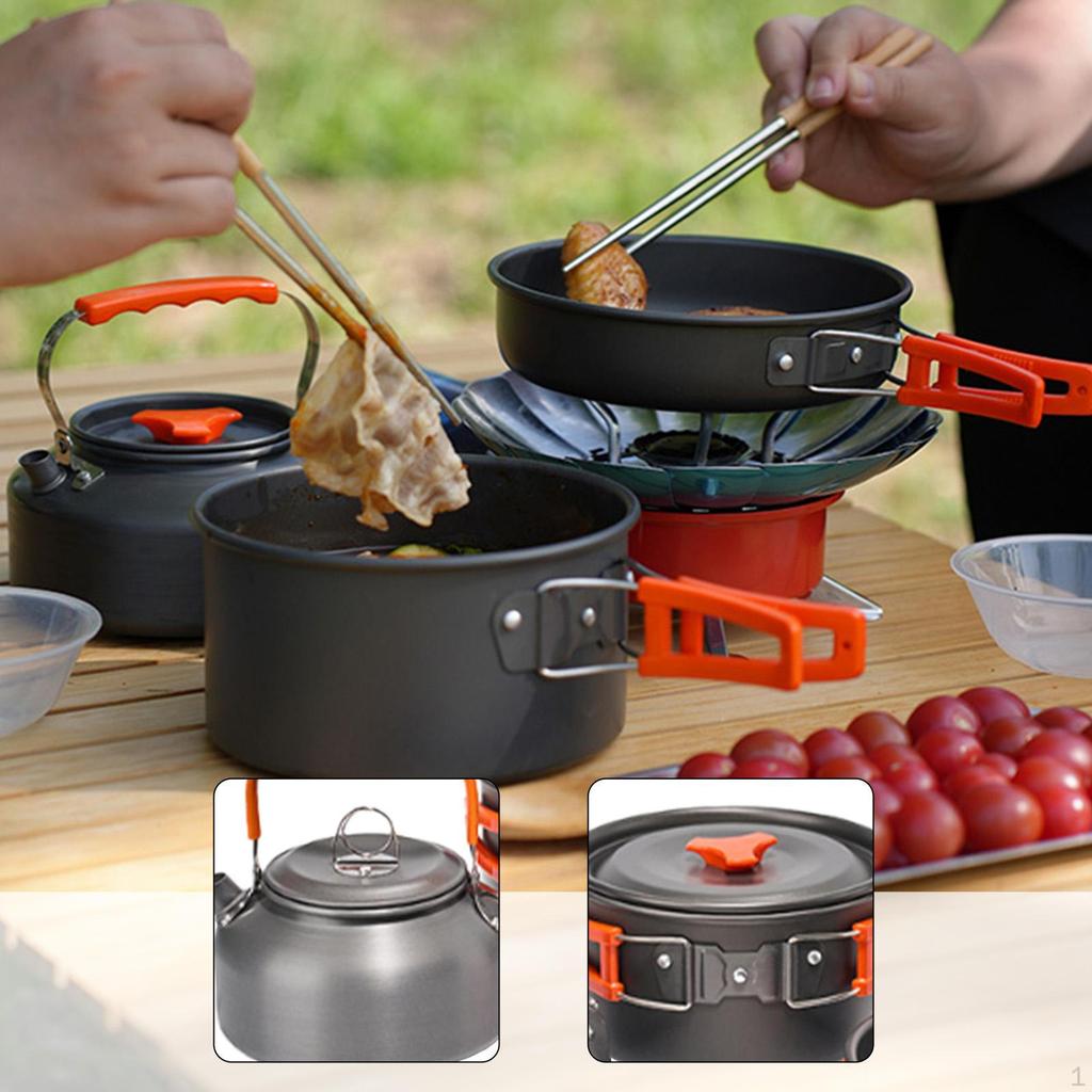 3-Piece Camping Cookware Set, Set for 2-3 Persons with Storage Bag, Pot, Pan And Kettle