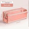 Double Layer Mesh Pen Bag Large Capacity Transparent Stationery Storage Bag Multifunctional Zipper Exam Supplies Organizer