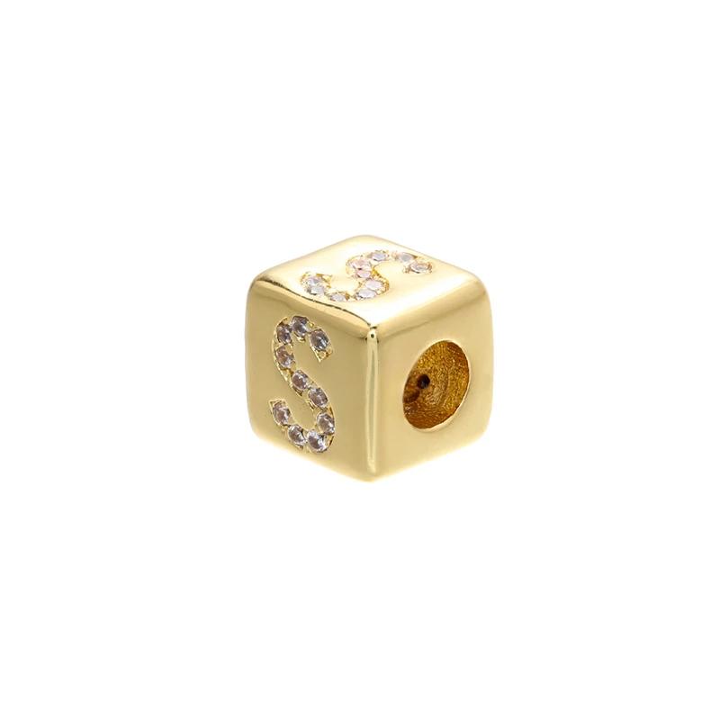 Gold-colored 8x8mm Square A-Z Letter Beads for DIY Handmade Bracelets, Earrings, and Jewelry Accessories Model:VZ246B