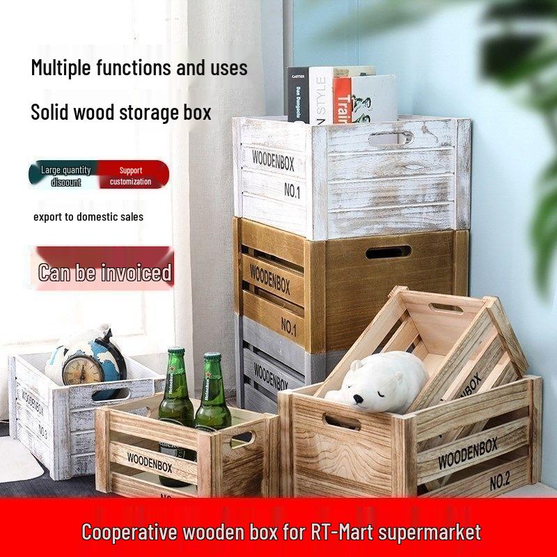 Rectangular Retro Wooden Fruit Storage Box
