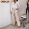 Completi Pantalone Casual Moda Donna Manica Lunga Scollo a Polo