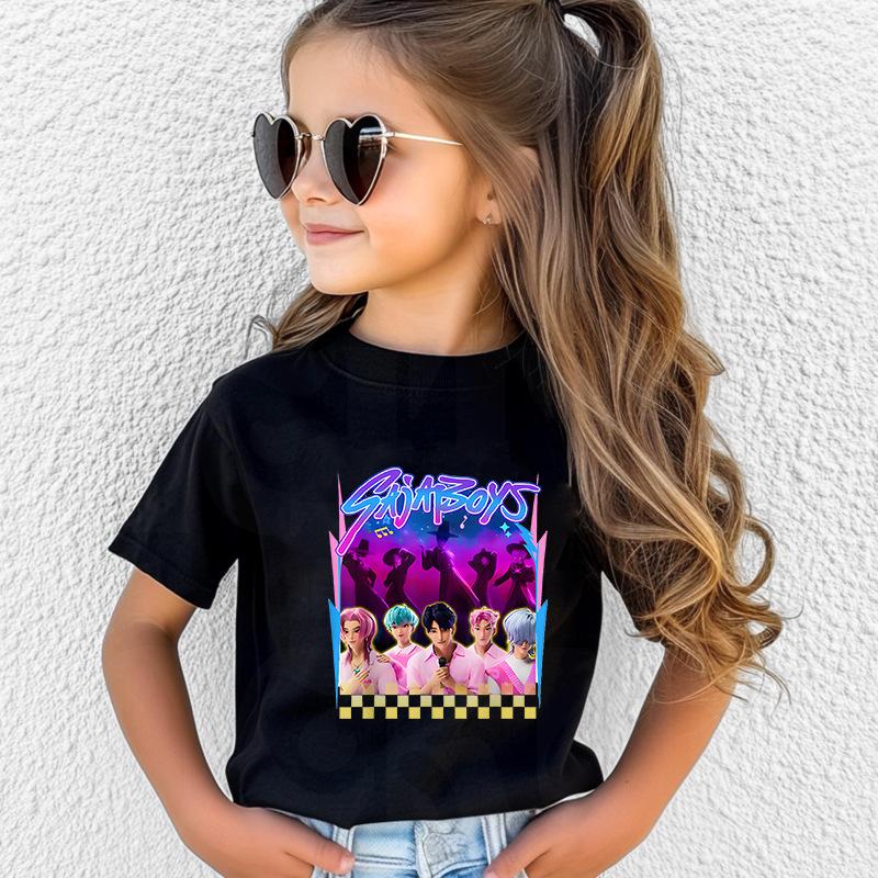 T-Shirts Girls Children's Cartoon Print Fashion Short Sleeve Casual Children's Clothing Top Comfortable