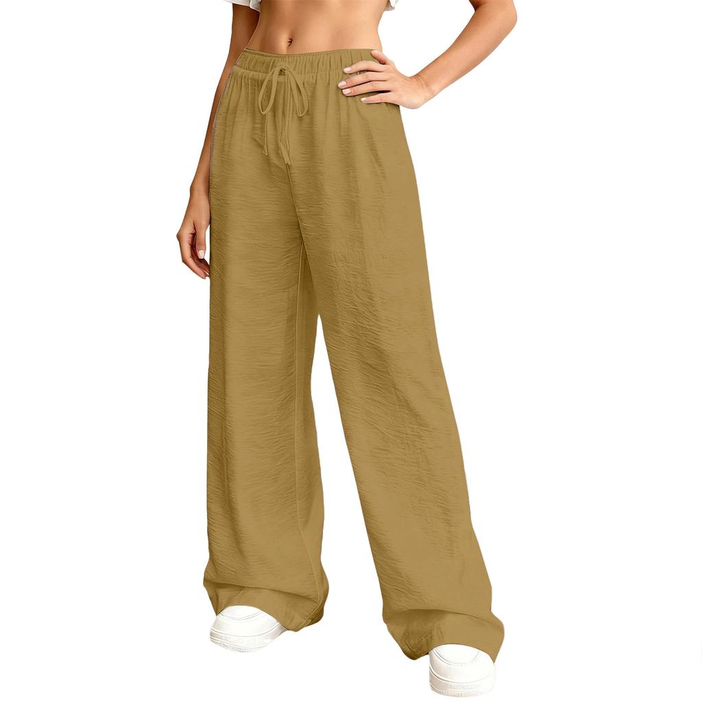 Women's Loose-fitting Wide-leg Pants, Casual Loose-fitting Pants, High-elastic Waistband, Long Pants With Pockets