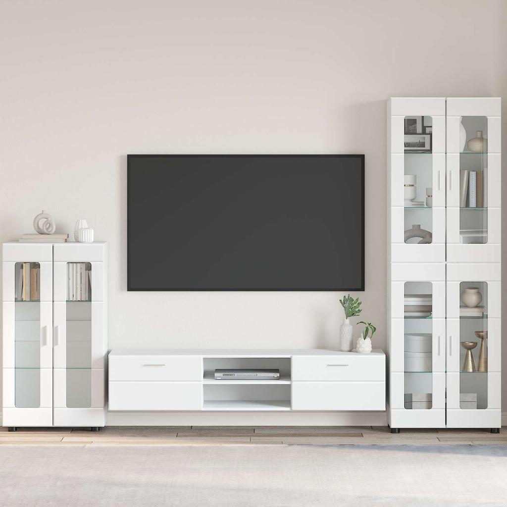 Szafka RTV FLORIN z Półką Biała Połysk 55,5 x 29 x 100 cm