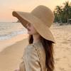 Solid Color Wide Brim Straw Hat Simple Korean Style Weave Bucket Hat Lightweight Soft Beach Hat Outdoor Activities