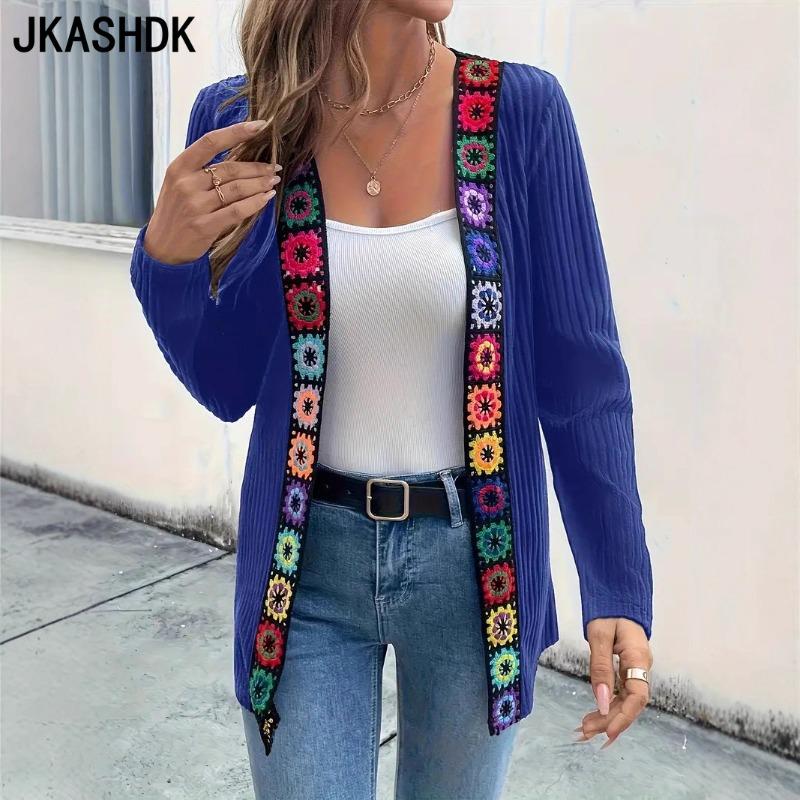 JKASHDK Women's Fashion Casual Flower Pattern Print Autumn Winter Long Sleeve Jackets & Coats