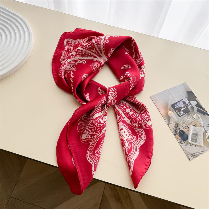 Cashew Nut Simulation Silk Printed Silk Scarf Small Square Scarf Premium Shawl Sunscreen Neck Scarf Headscarf Scarf New