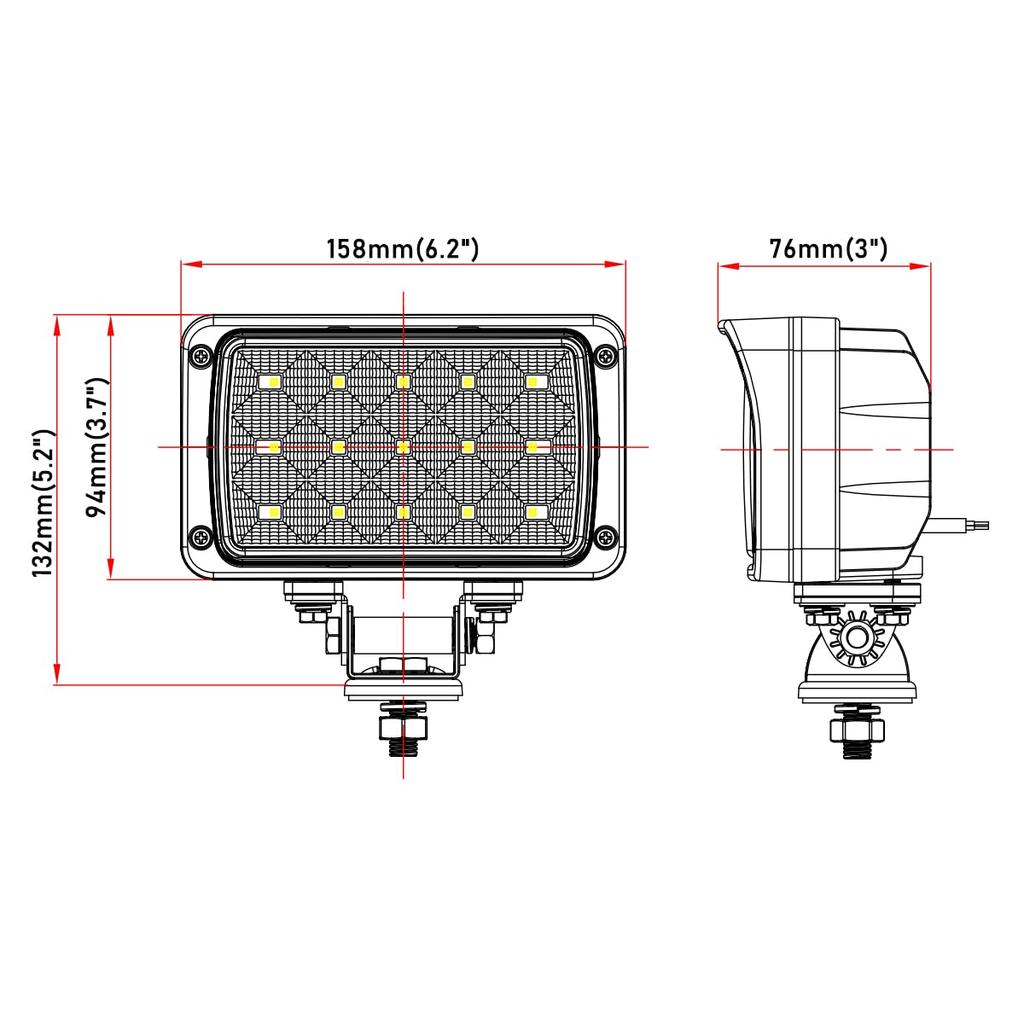 Lightronic Tractor Work Diffused Auxiliary Focal Fishing IP69 Suitable for and Other Work Vehicles 2-Pack Lights, 45W, 6000K, Ultra-Wide Angle, Lens,