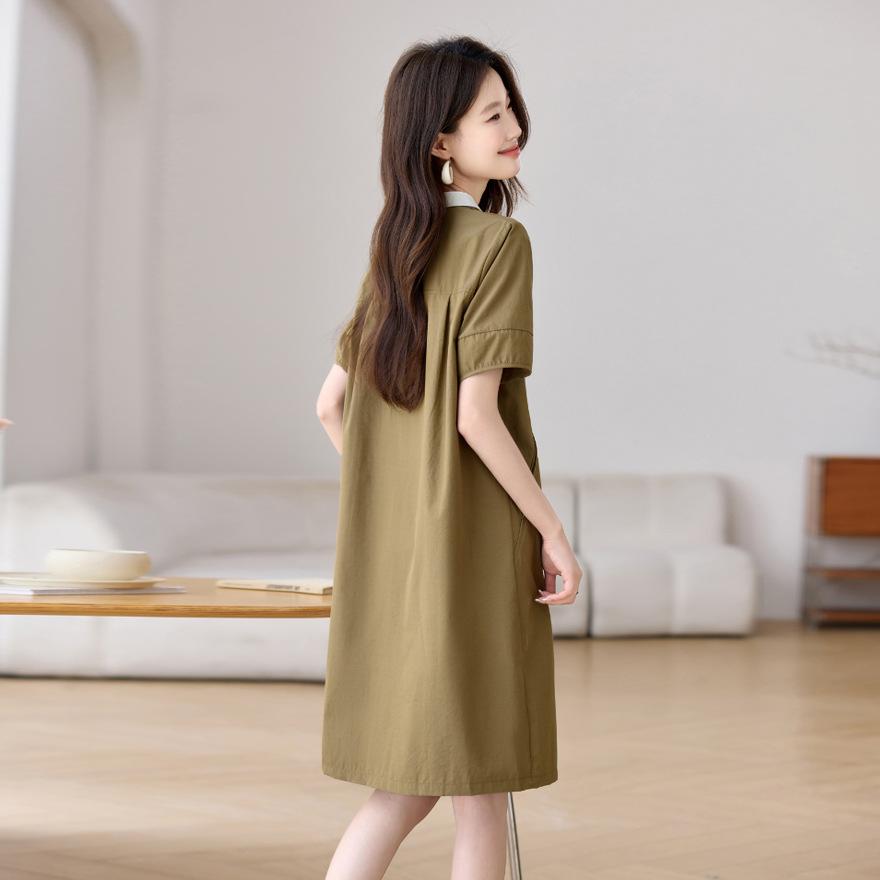 Short-sleeved Dress Women's Summer New Small Fashion Casual Straight Lapel Skirt