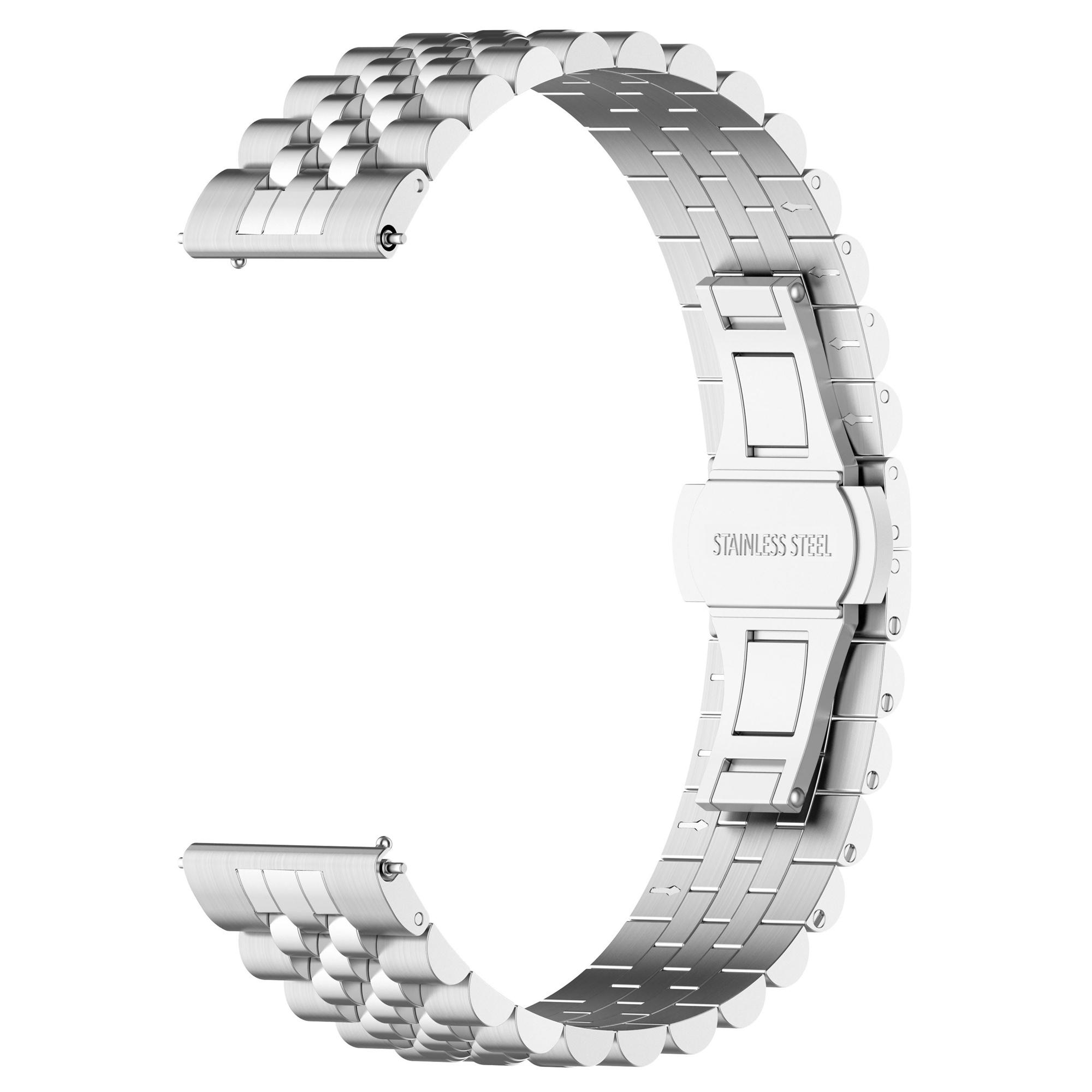 

For Garmin Forerunner 265S/255S/Vivoactive 4S Stainless Steel Watch Strap 18mm Watchband with Tool,Spring Bar Silver