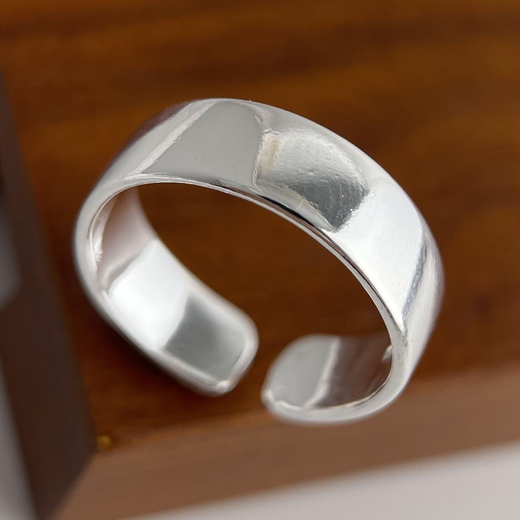925 Sterling Silver Rings for Women Couple Minimalist Handmade Simple Wide Cross Line Ring Fine Jewelry Gift Prevent Allergy