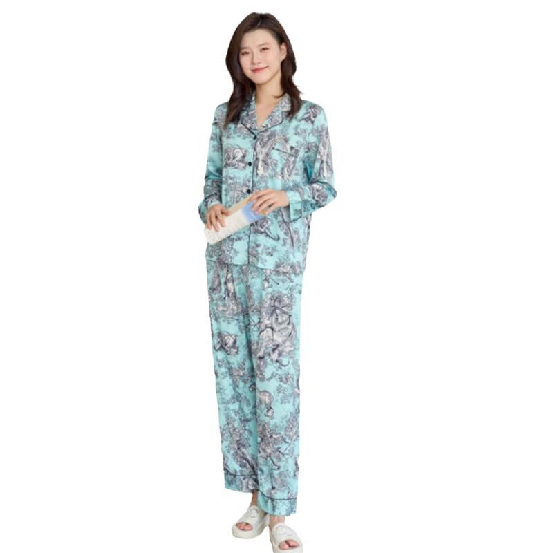 Factory goods 1011 autumn and winter new ice silk pajamas women's Douyin fashion cartoon Internet celebrity fashion loungewear suit