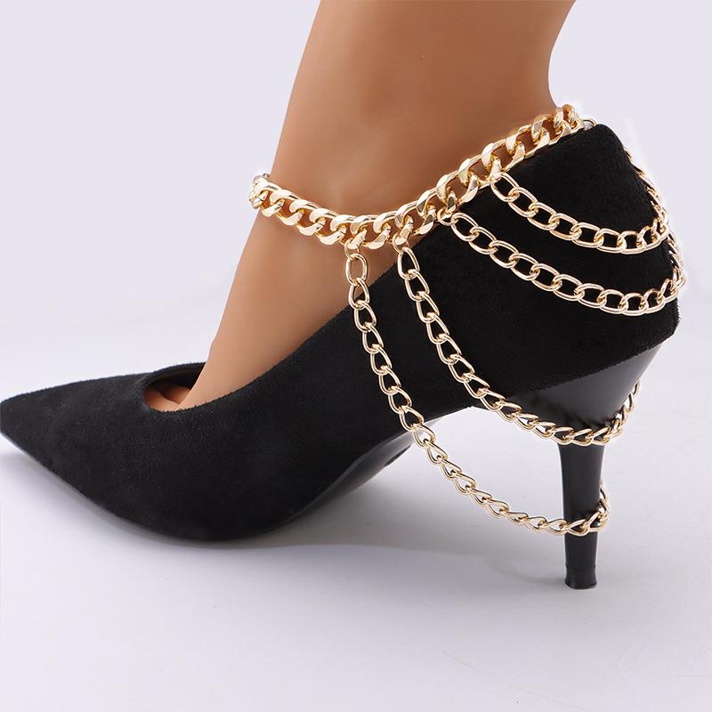 Fashion Multilayer Chain High Heel Shoe Simple Foot Ankle Beach Jewelry Foot Bracelet For Women Girl Anklet Gift