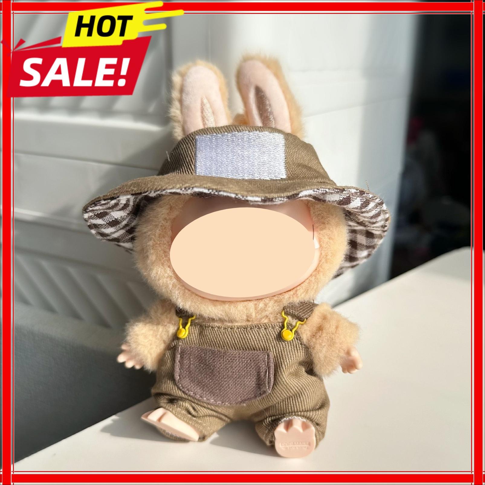 

Doll clothes for Labubu Outfit V1 V2 V3 17cm Dolls Sitting Accessories Glasses Clothing Designer Kids Gift Sweater Hat Bag Set No doll коричневий